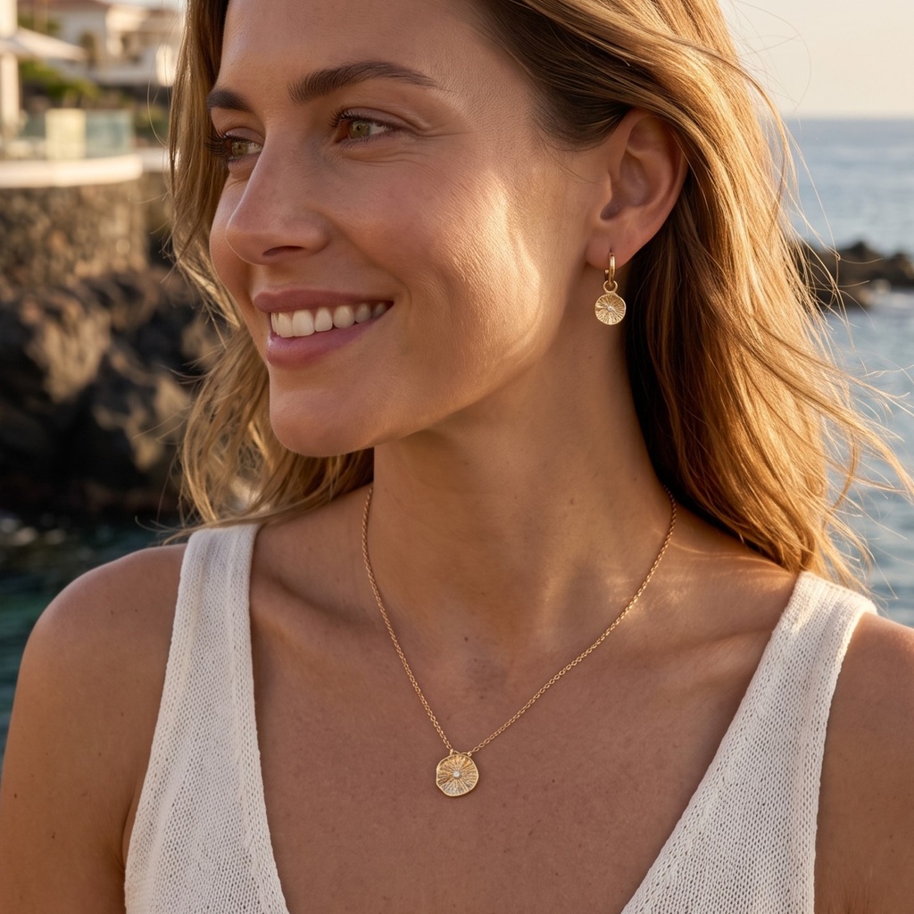 Praga pendiente argolla nenúfar circonia