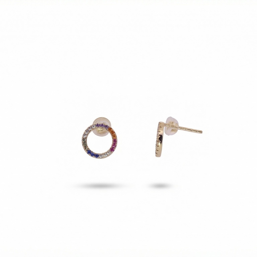 Shimmer pendiente aro circonia multicolor dorado