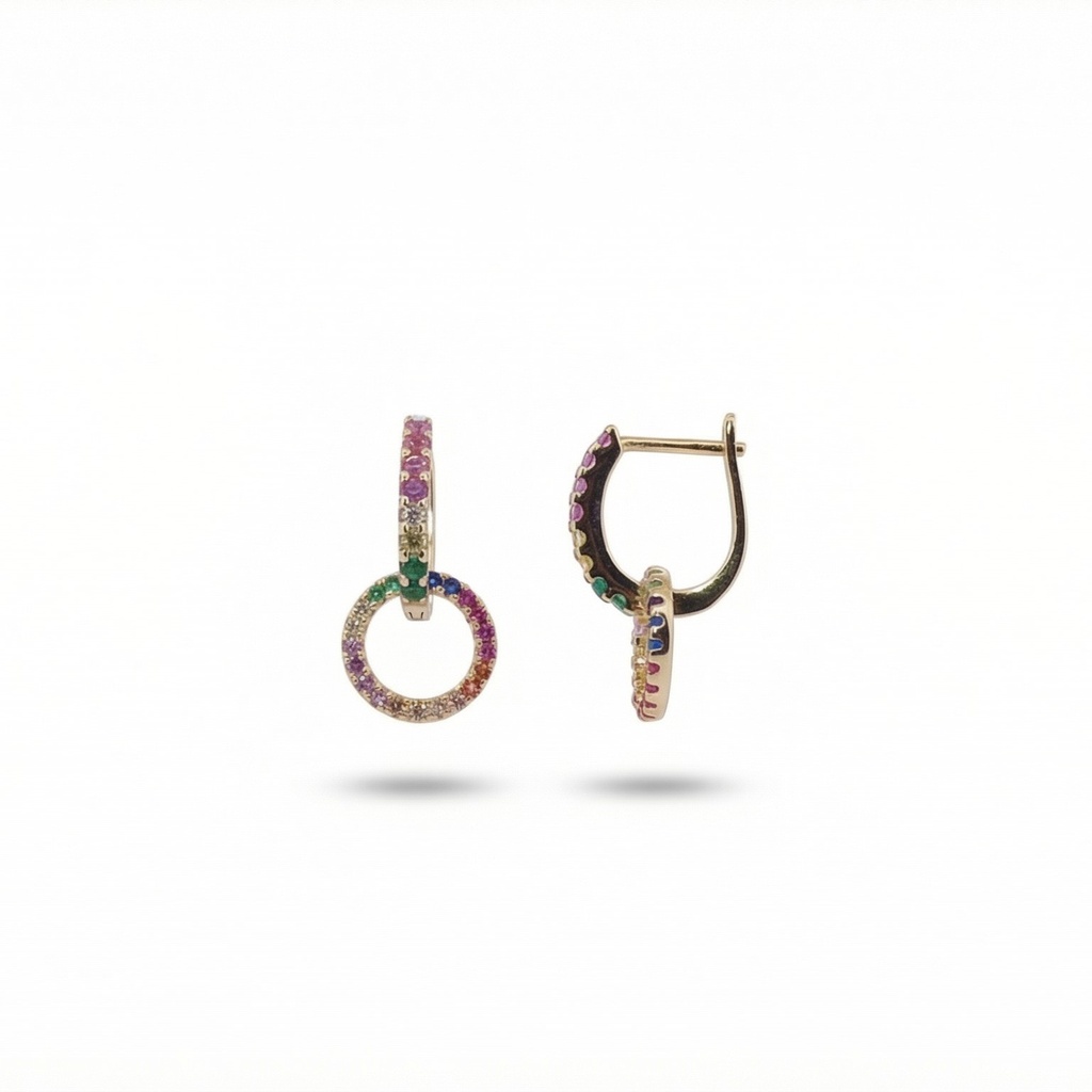 Shimmer argolla con aro circonia multicolor dorado