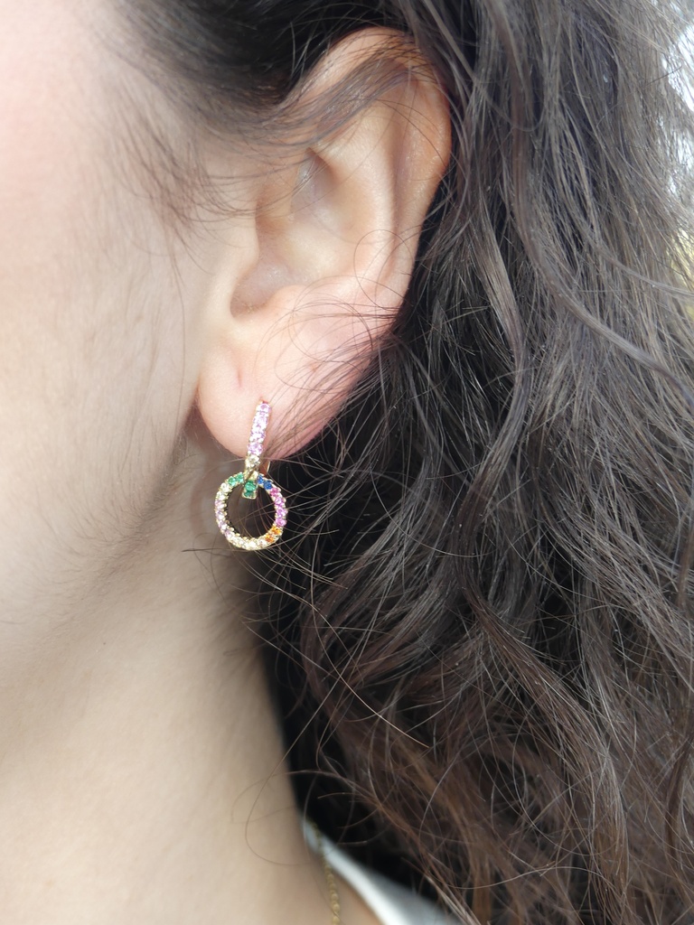 Shimmer argolla con aro circonia multicolor dorado
