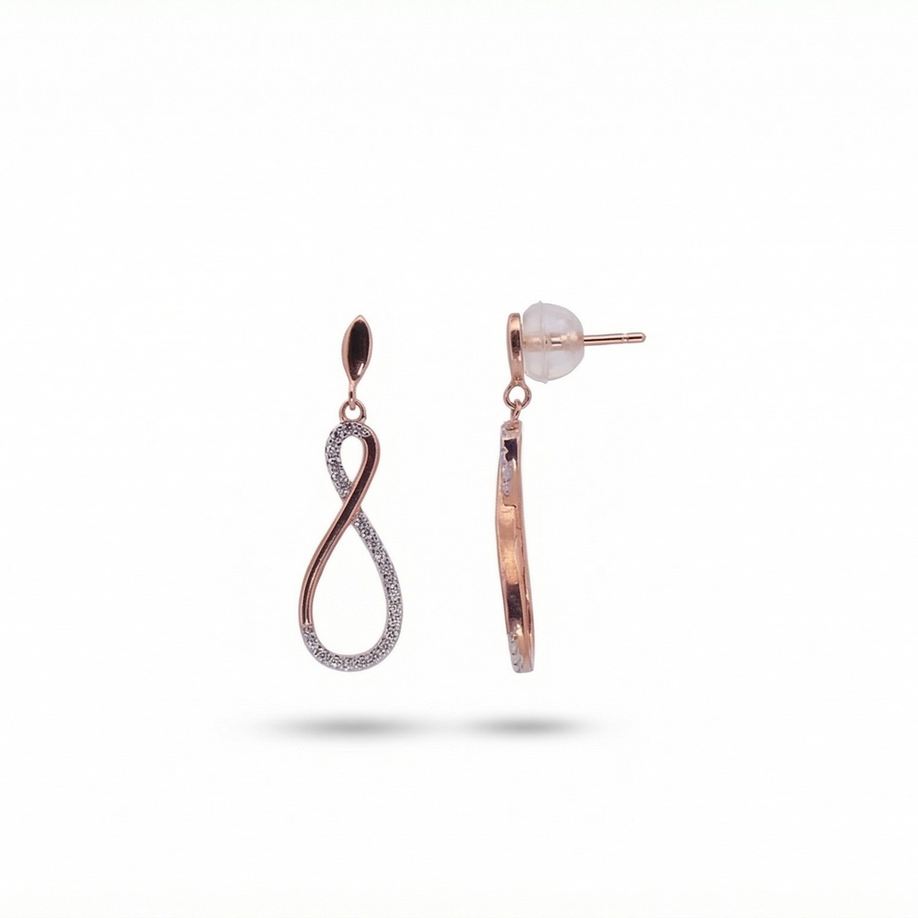 Lyric pendientes ondas rosa plata