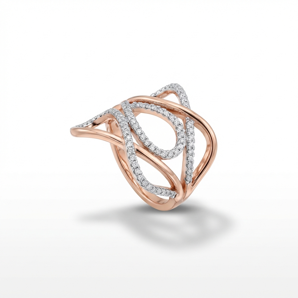 Lyric anillo ondas rosa plata