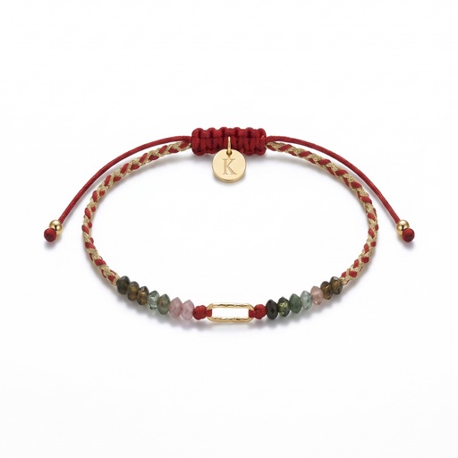 [10178] Anaga pulsera trenzada turmalina (Rojo-Dorado)