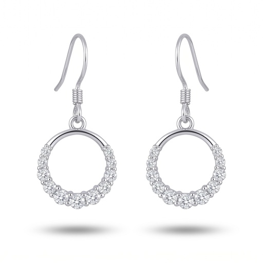 [10293] Dream pendiente aro circonia (Shimmer) (Blanco)