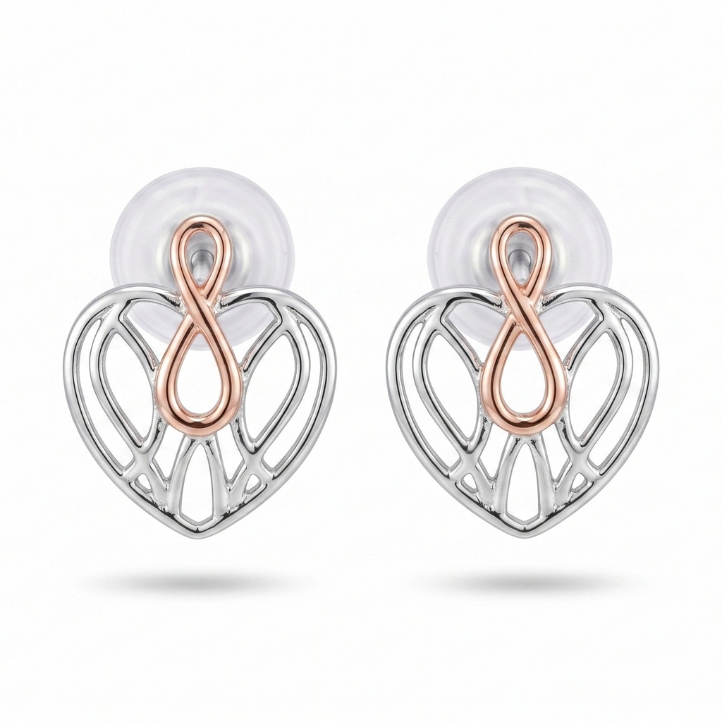 Lyric pendientes corazón infinito rosa plata