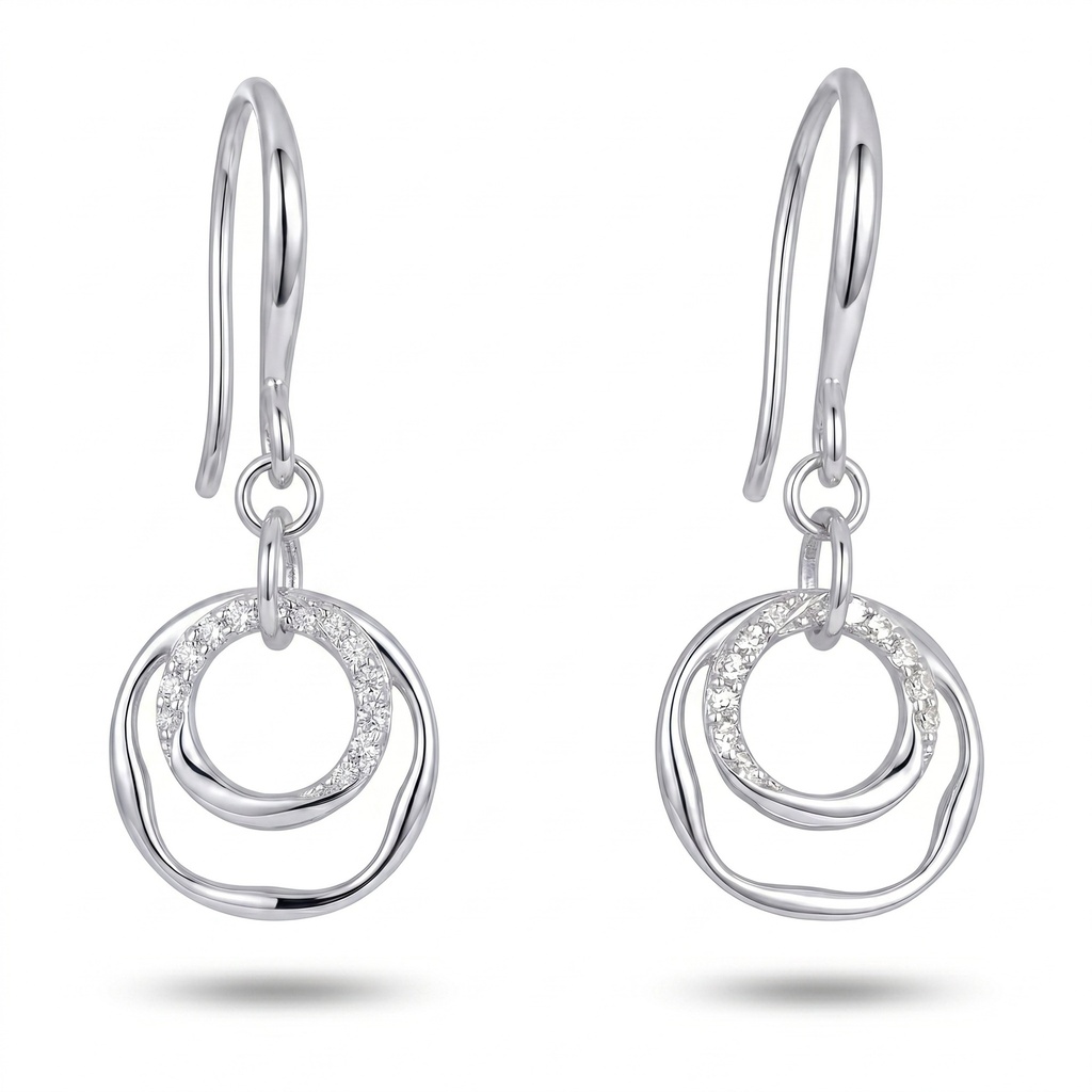 Dream pendientes circulos circonia labrados