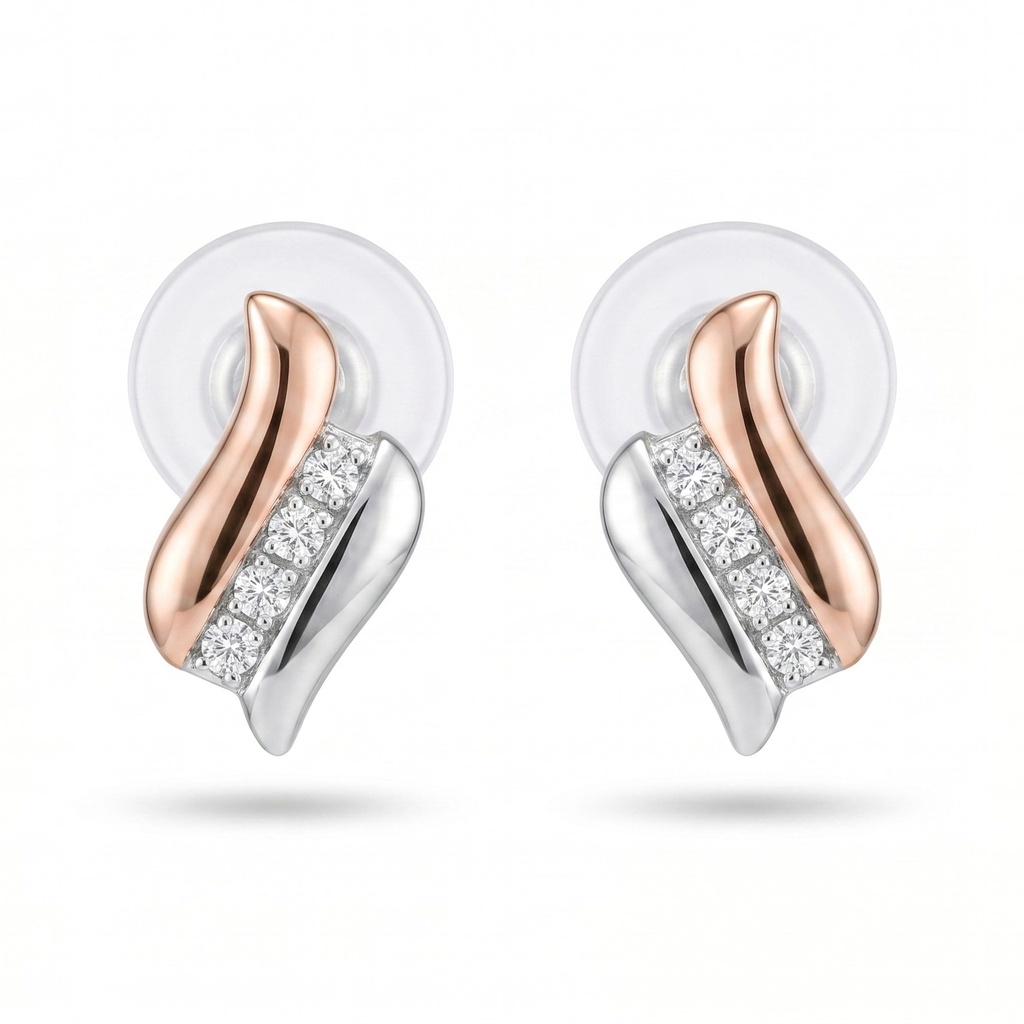 Lyric pendientes silueta rosa plata