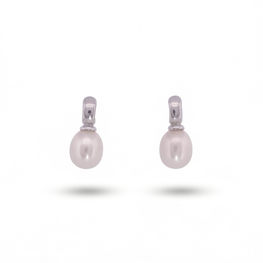 [10495] Celeste pendiente simple perla (6.5 mm)