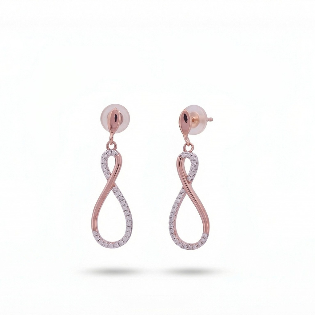 Lyric pendientes ondas rosa plata
