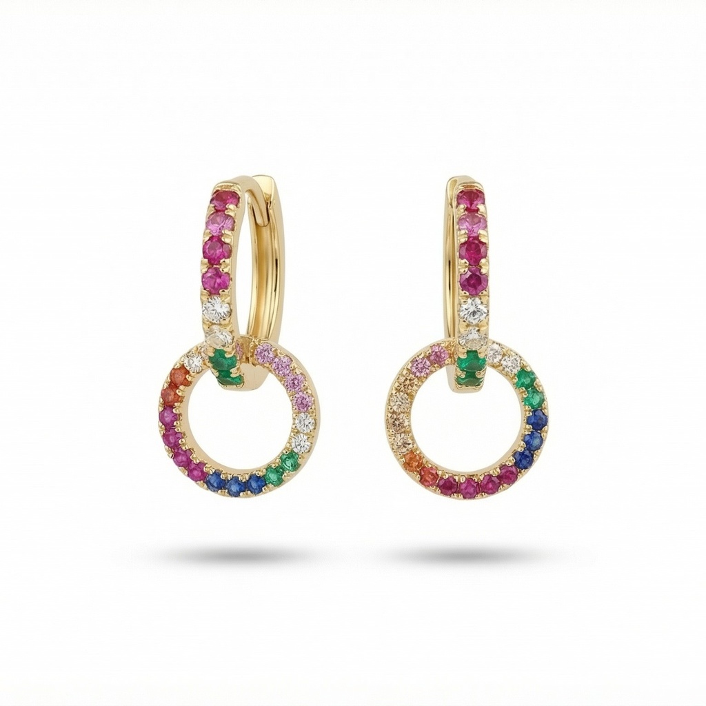 Shimmer argolla con aro circonia multicolor dorado