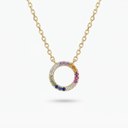 Shimmer colgante aro circonia multicolor dorado