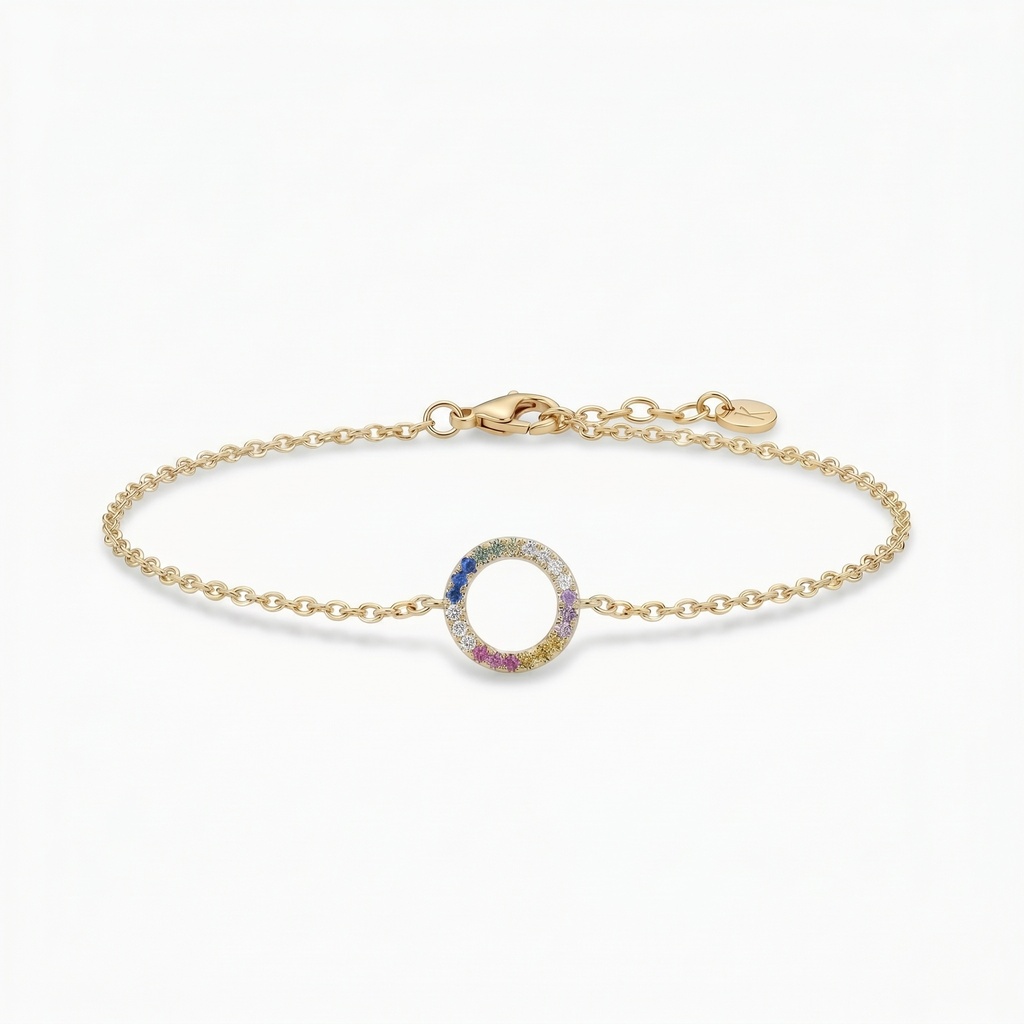Shimmer pulsera aro circonia multicolor dorado