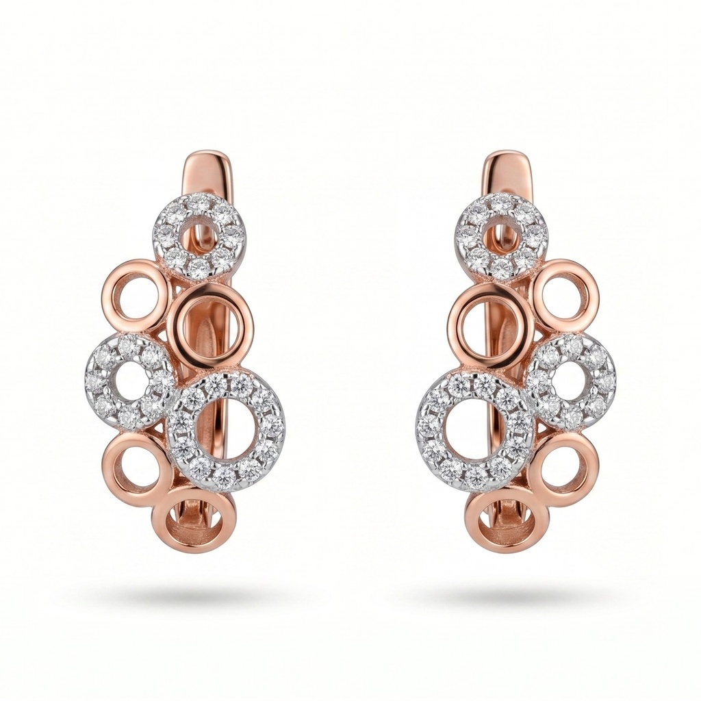 Lyric pendiente engranaje circonia rosa plata