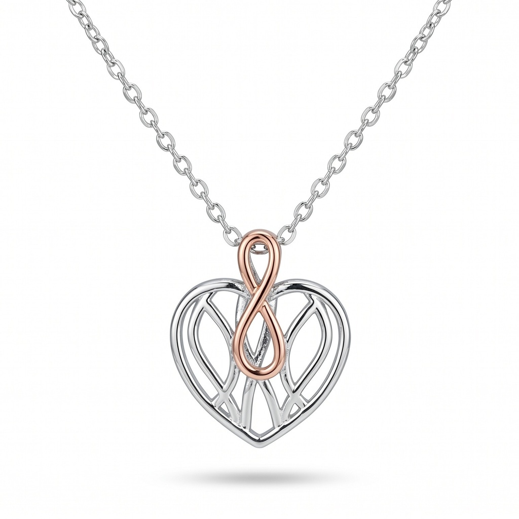 Lyric colgante corazón infinito rosa plata con cadena