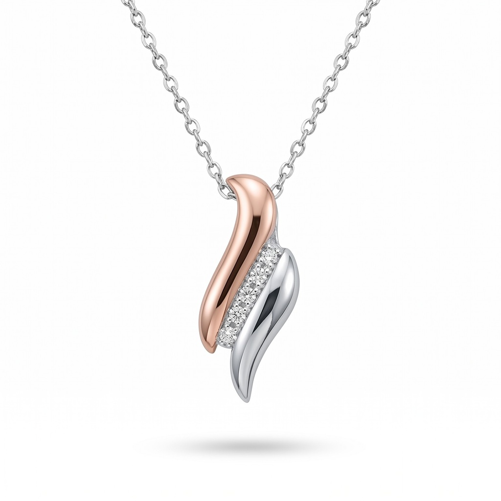 Lyric colgante silueta rosa plata con cadena